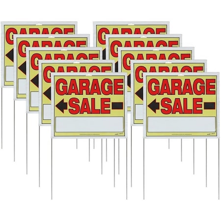 Sunburst Systems Sign Garage Sale 14 in x 22 in with Bracket 10-Pack 3905